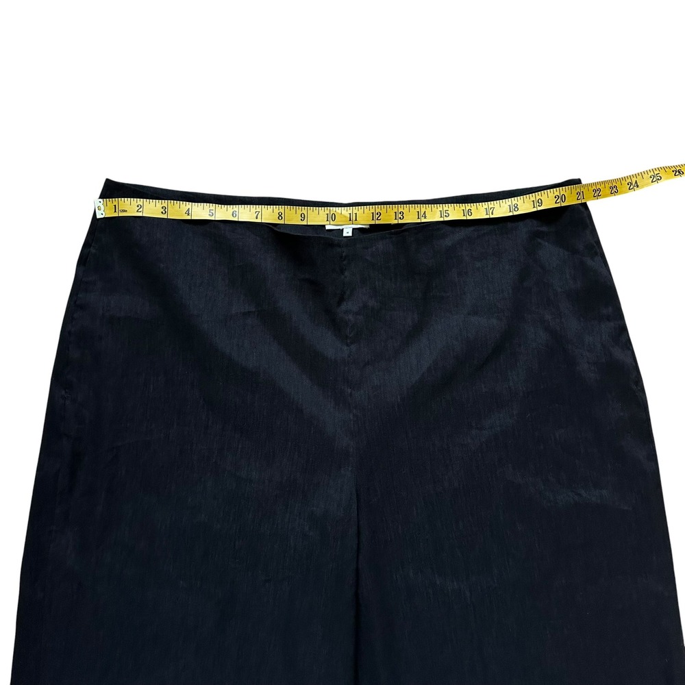Vince Stretch Linen Crop Wide Leg Pants Black Plus Size 18 High Rise Side Zip - Picture 14 of 16